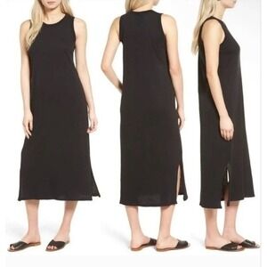 Current Elliott Perfect Muscle Tee Shirt Maxi Dress Black Distressed Size 1 (S)